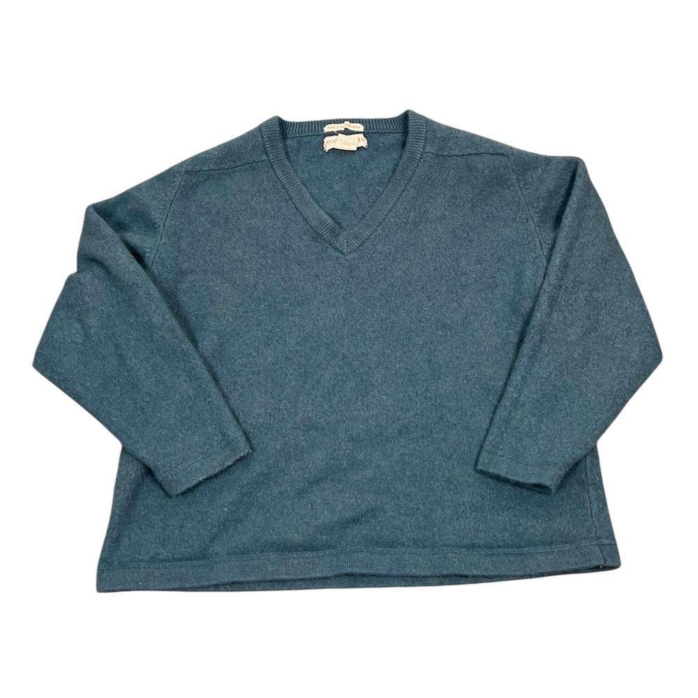VTG Banana Republic Sweater Womens Medium Teal 100% Cashmere V-Neck Long Sleeve